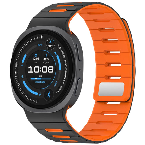 Samsung Galaxy Watch 8 Classic Magnetic Silicone Strap (Black/Orange)