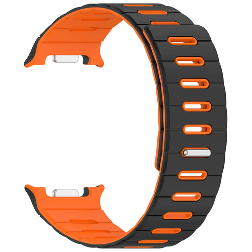 Samsung Galaxy Watch 8 Classic Magnetic Silicone Strap (Black/Orange)