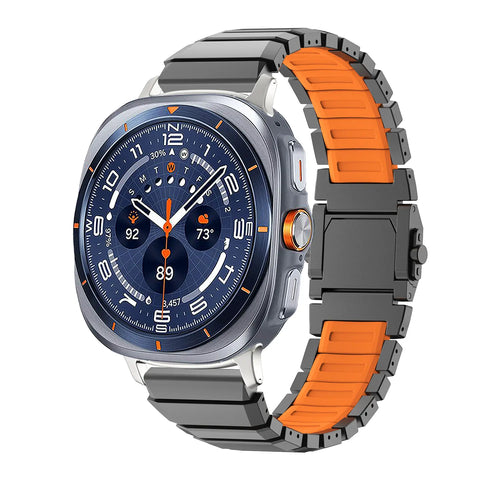 Samsung Galaxy Watch Ultra 2 One Bead Titanium Hybrid Strap (Black/Orange)