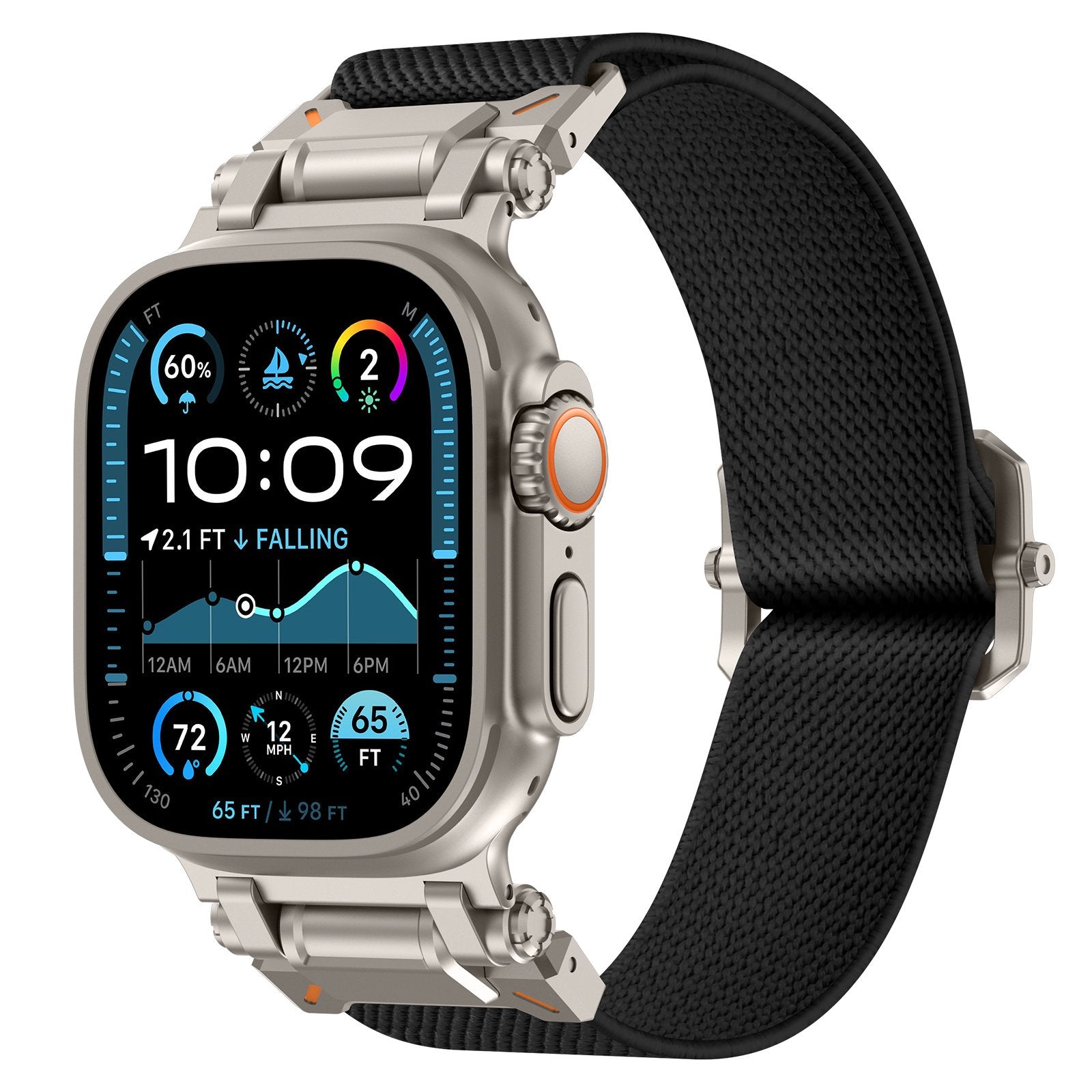 Apple Watch 'Explorer' Polyester Strap (Black met Titanium)