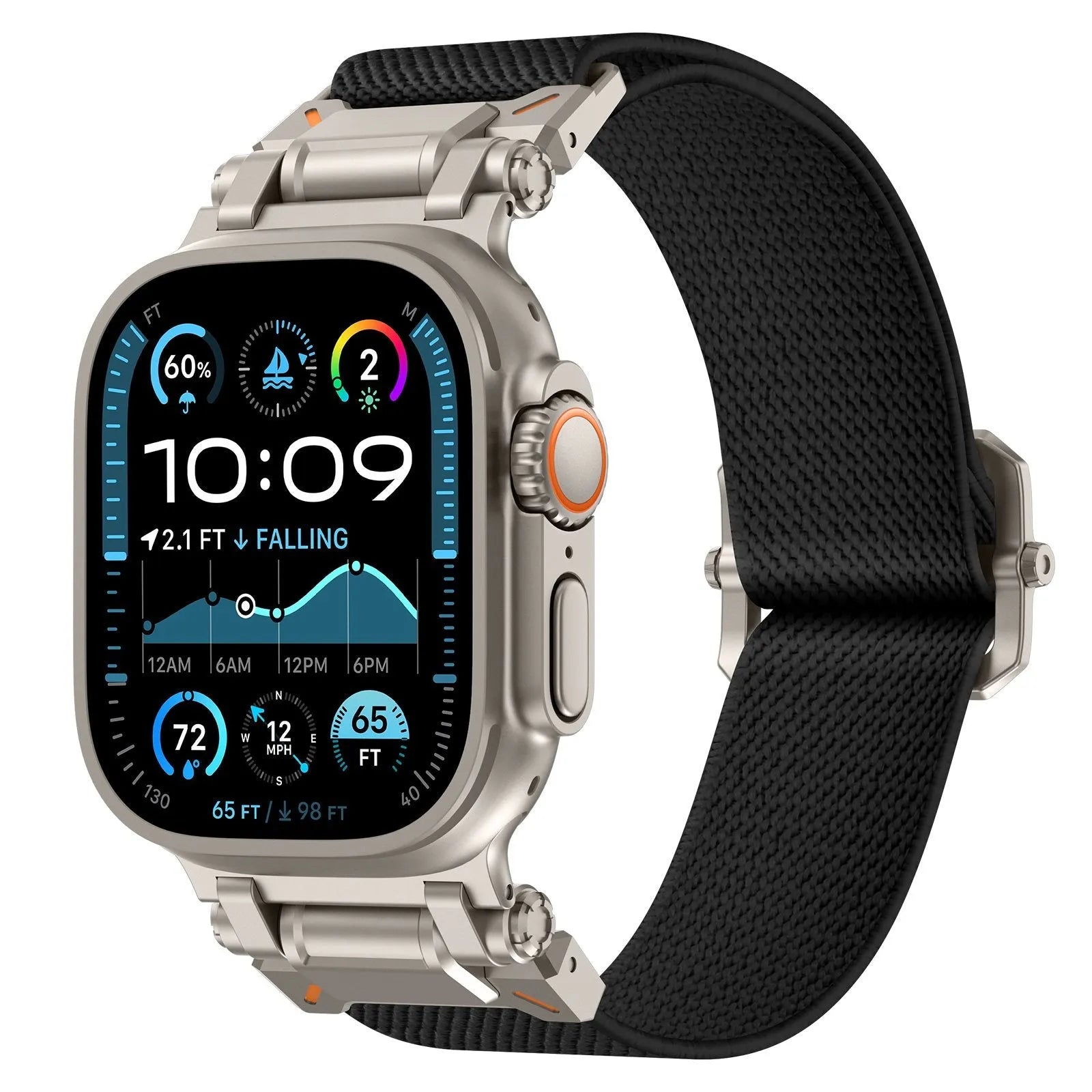 Apple Watch 'Explorer' Polyester Strap (Black with Titanium)