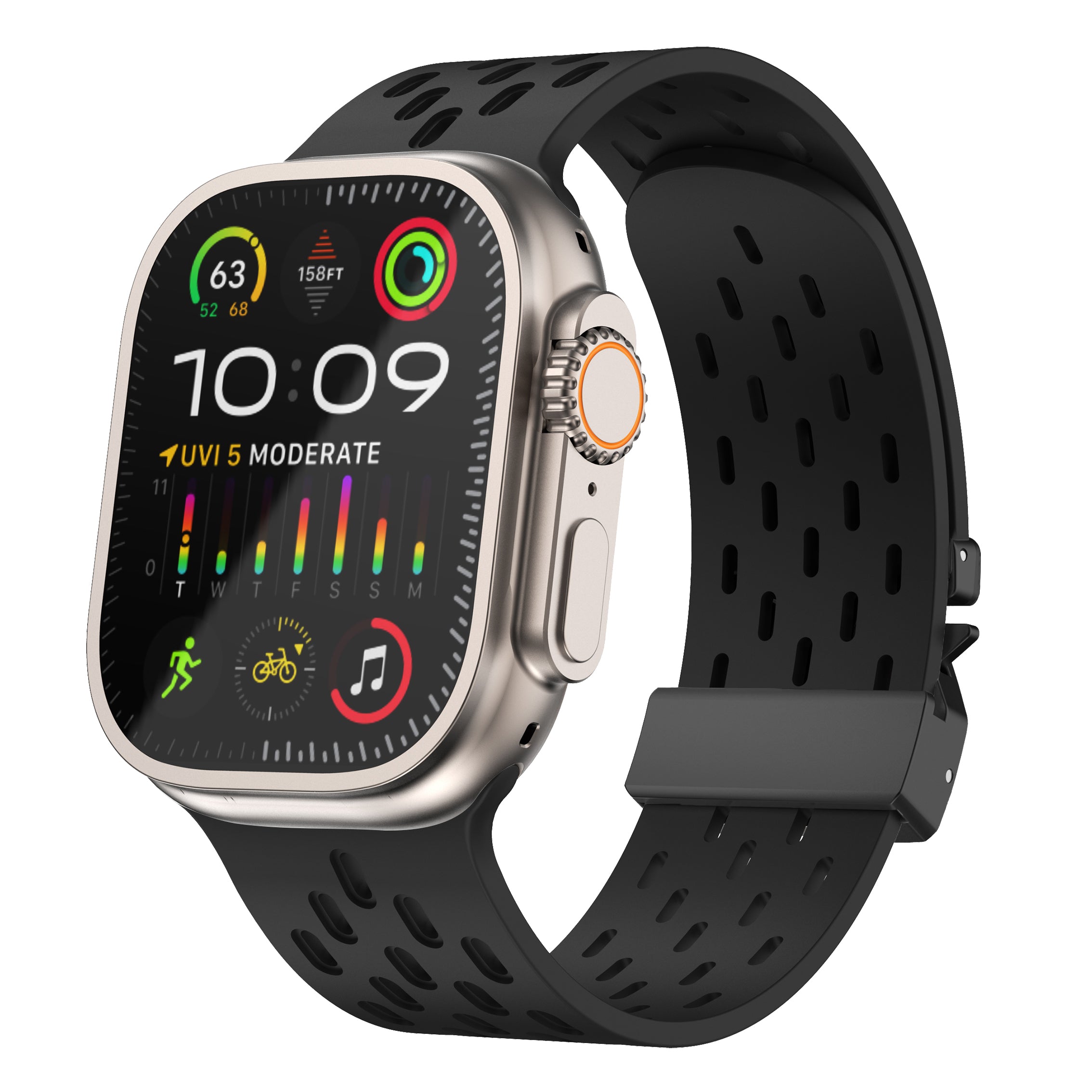 Apple Watch Silicone Air Strap with P-Buckle (Black)
