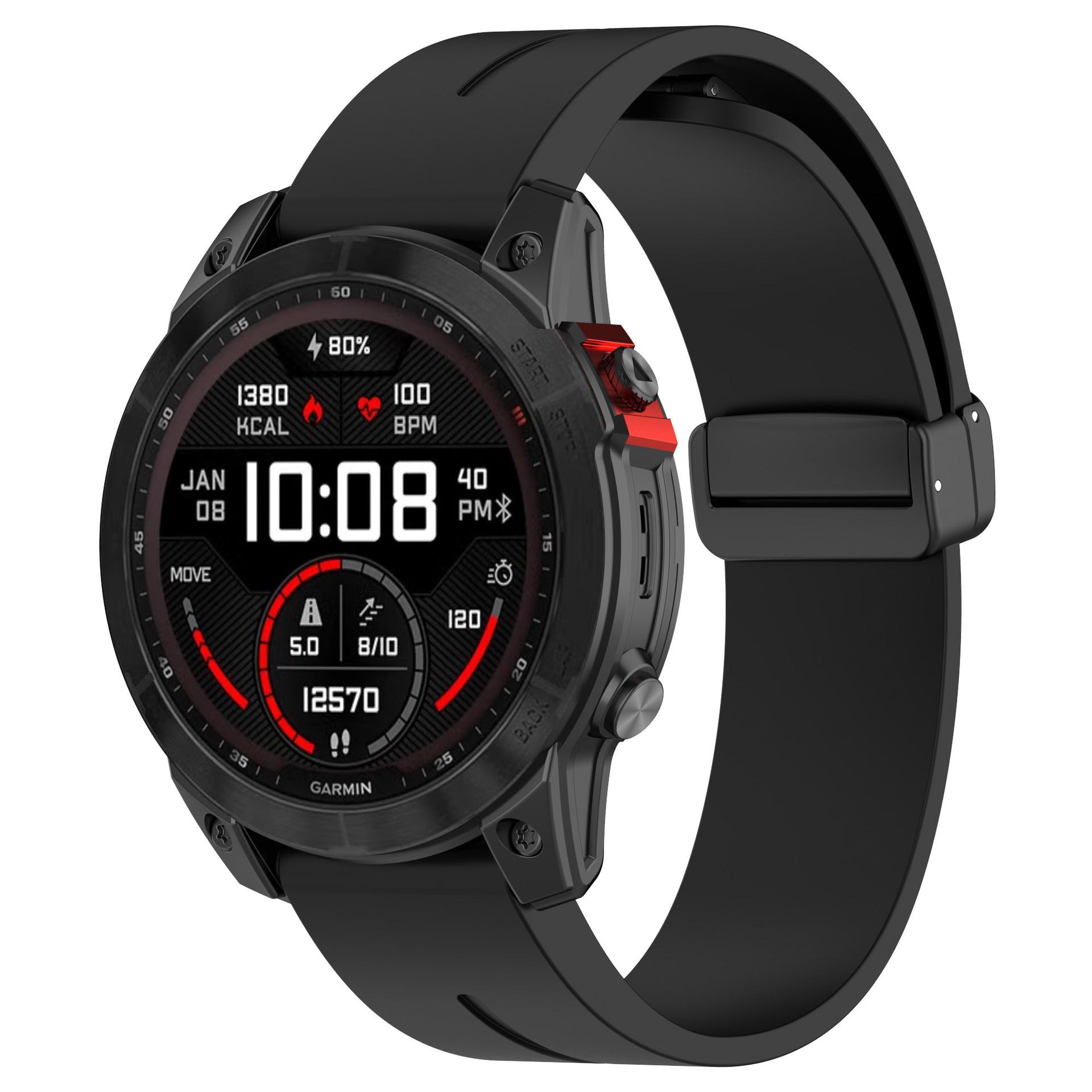 Garmin Quatix 7 D-Buckle Silicone Strap (Black)