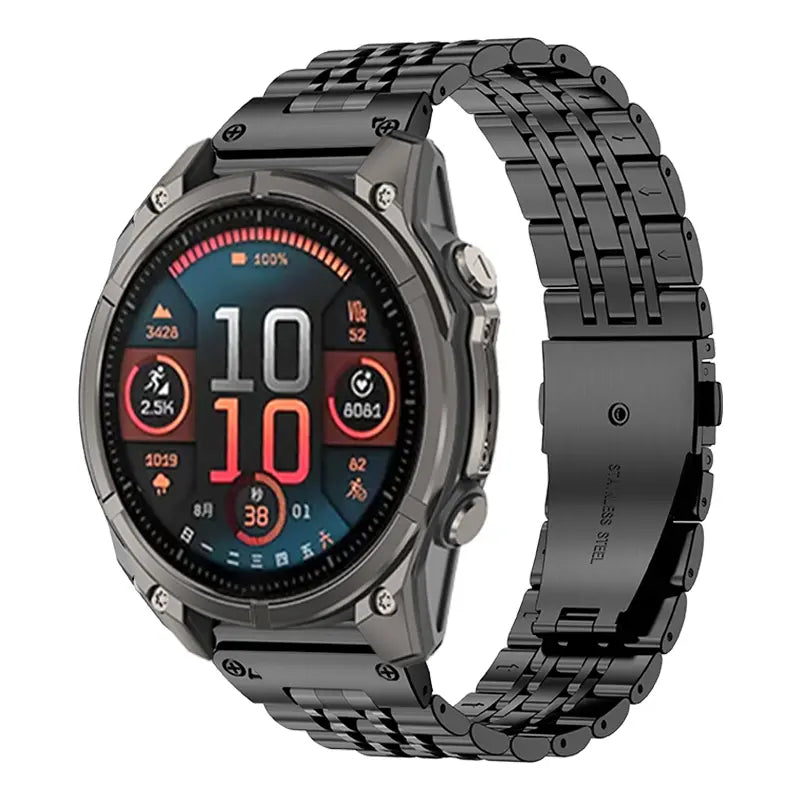 Garmin Quatix 8 Pro - 47mm Premium '7 bead' Steel Strap (Black)