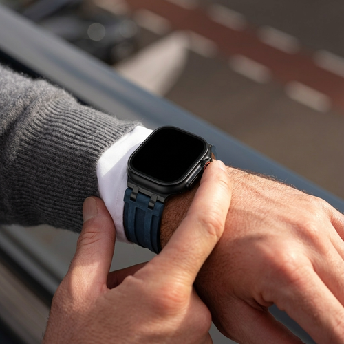 Apple Watch Ultra Solid Leather Strap (Dark Blue)