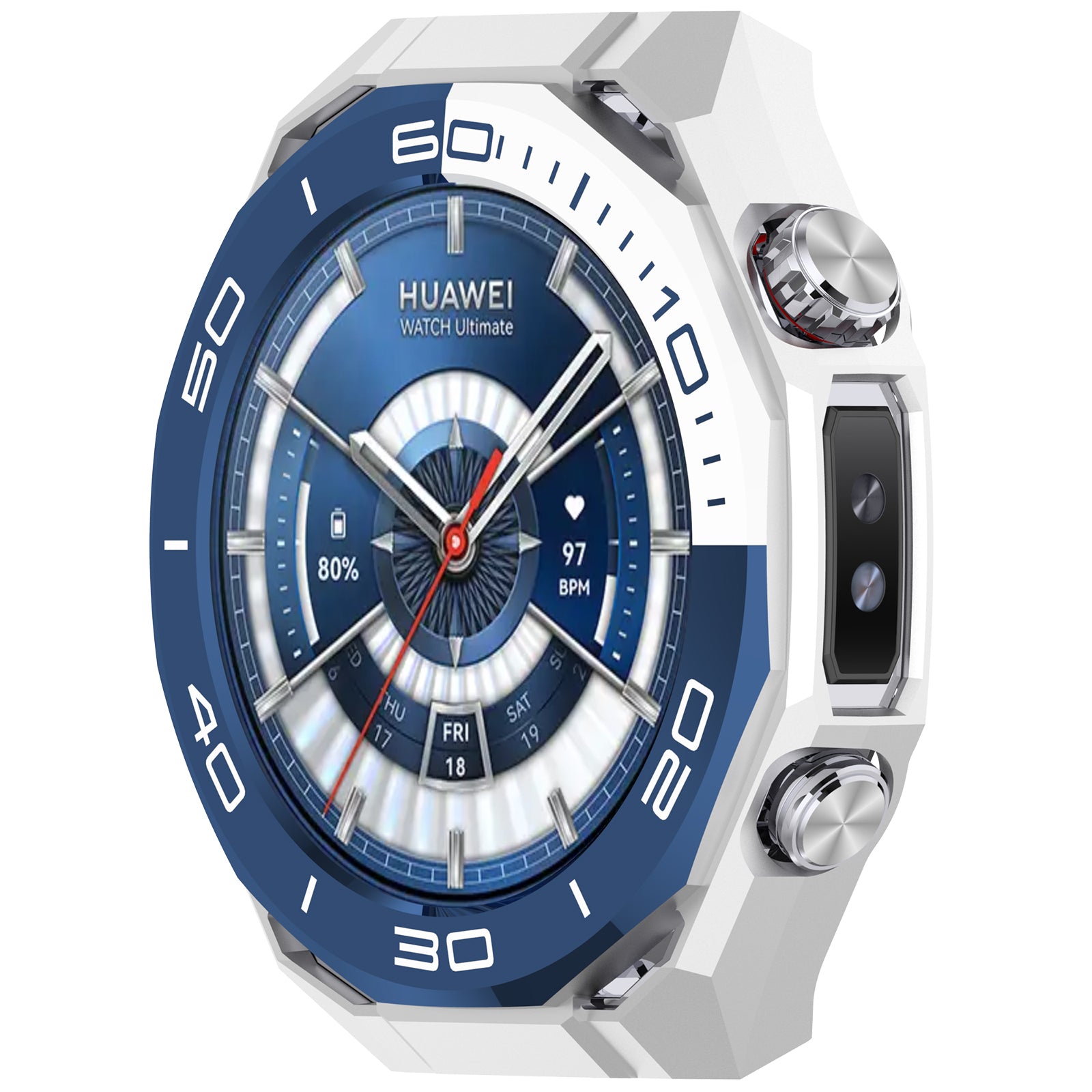 Huawei Watch Ultimate 2 PC Case with Glass (White/Blue)