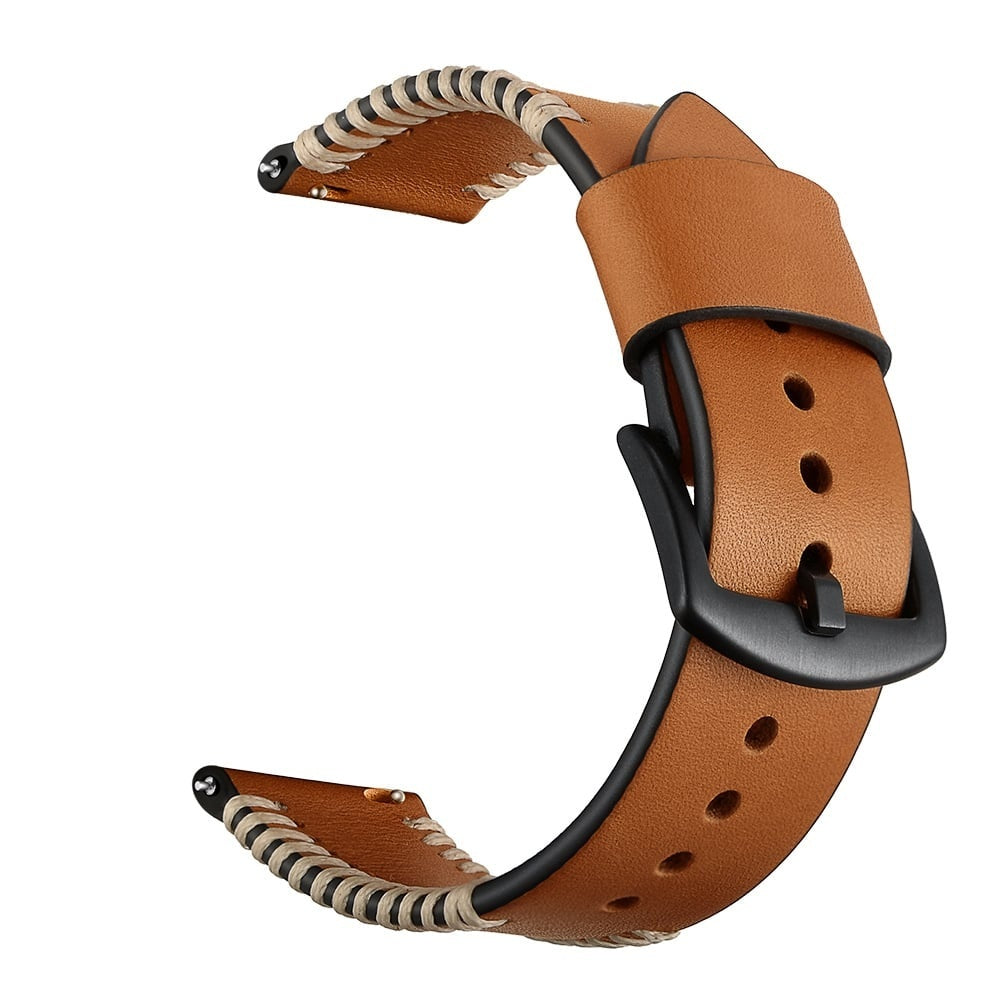 Amazfit Active 2 Stitched Leather Strap (Brown)