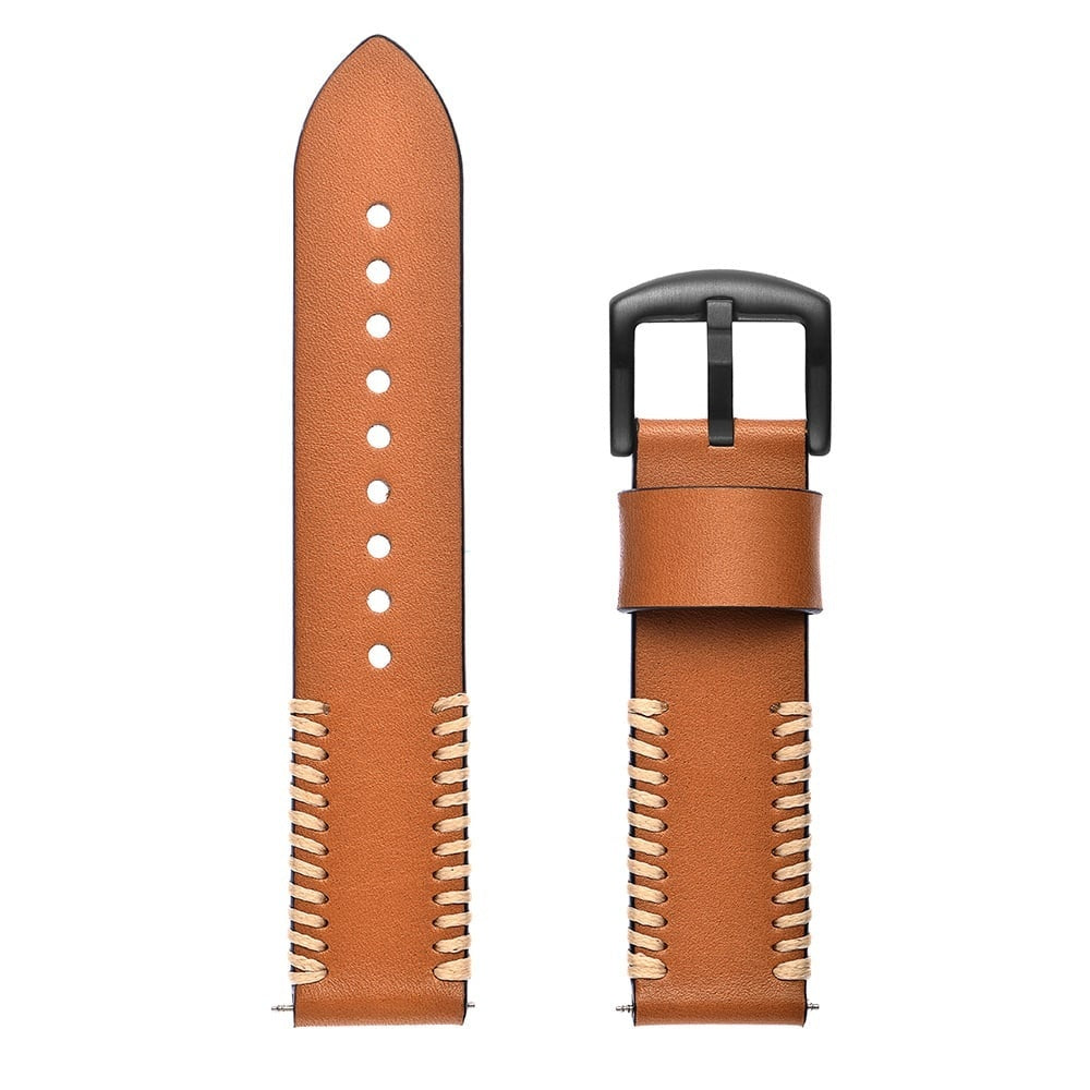 Amazfit Bip 3 (Pro) Stitched Leather Strap (Brown)