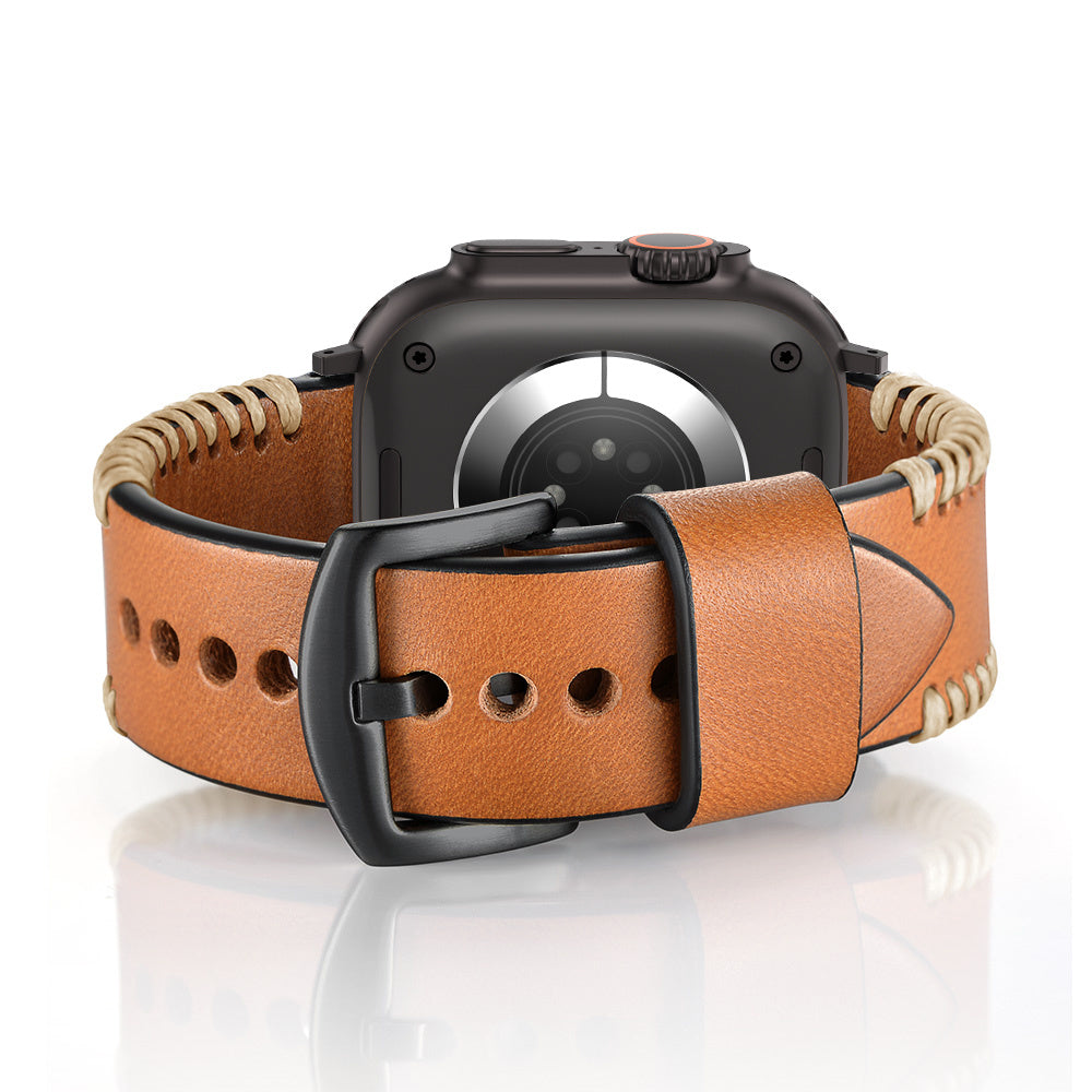 Apple Watch Stitched Leather Strap (Brown)