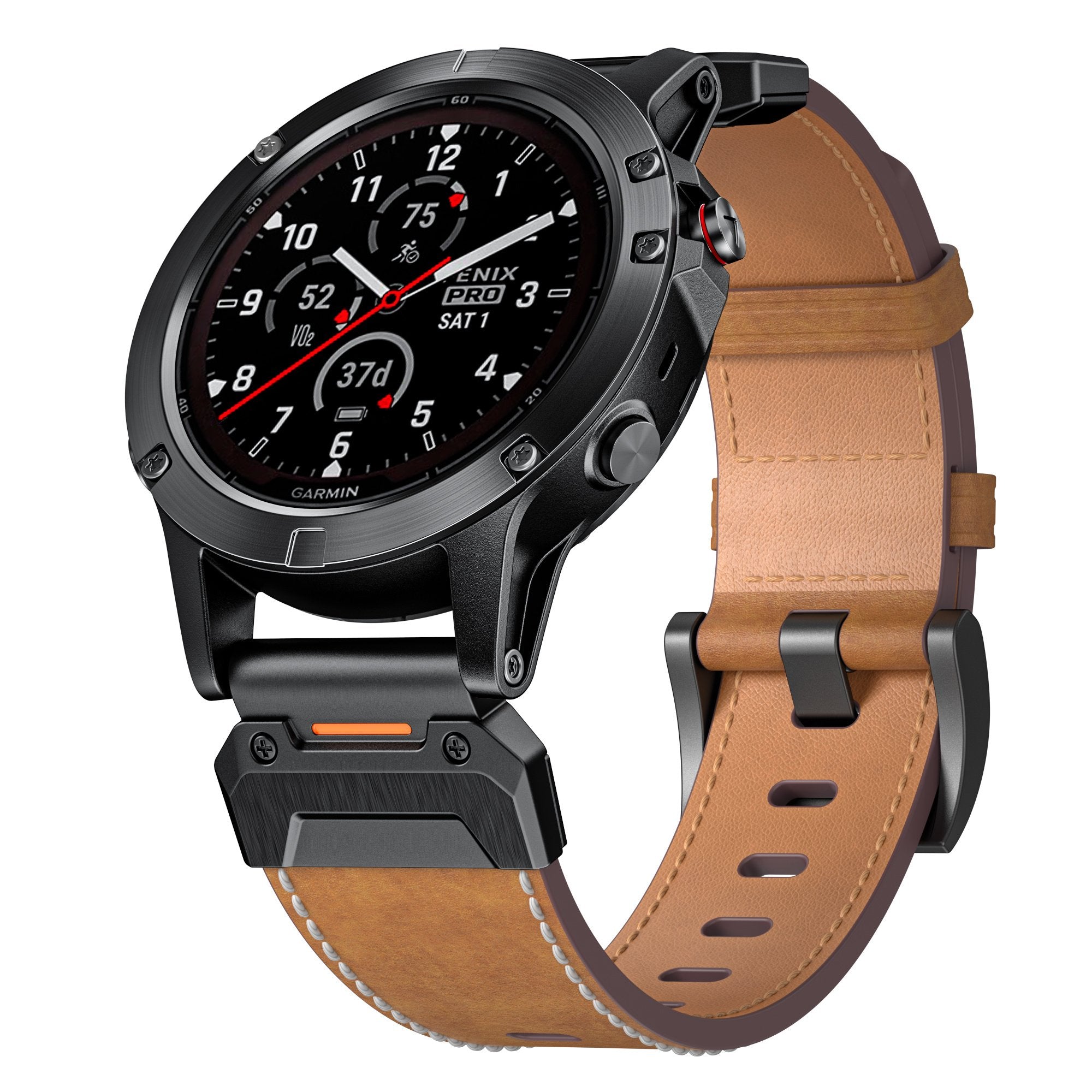 Garmin Fenix 5x / 6x Genuine Leather Strap (Brown)