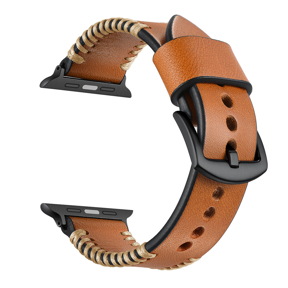 Apple Watch Stitched Leather Strap (Brown)