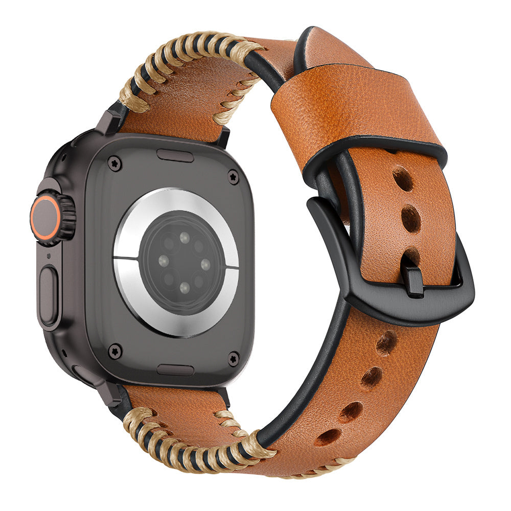 Apple Watch Stitched Leather Strap (Brown)