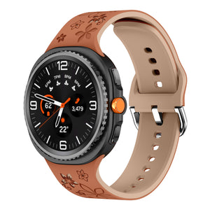 Samsung Galaxy Watch 8 - 40mm Flower Silicone Strap (Brown/Beige)