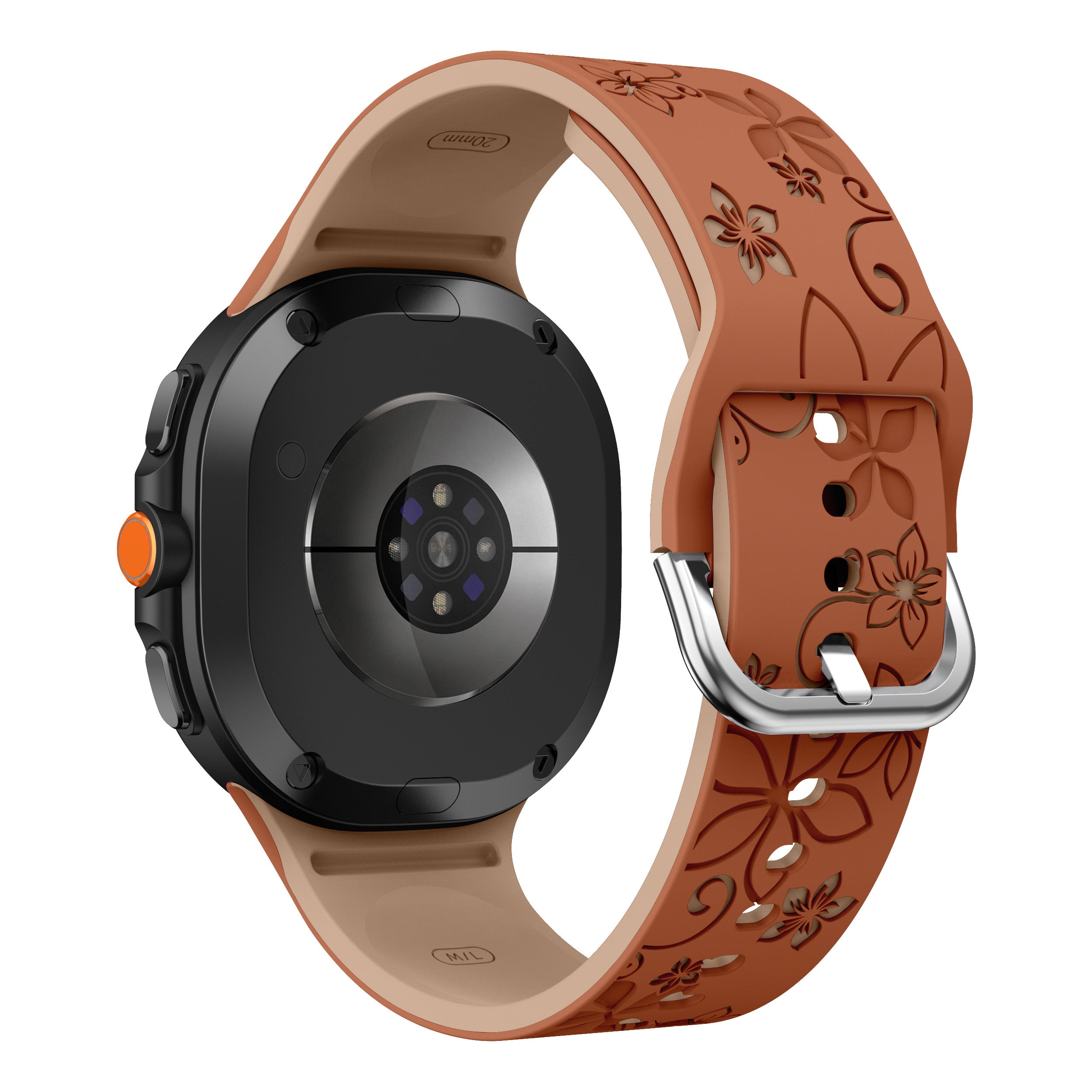 Samsung Galaxy Watch 8 - 40mm Flower Silicone Strap (Brown/Beige)
