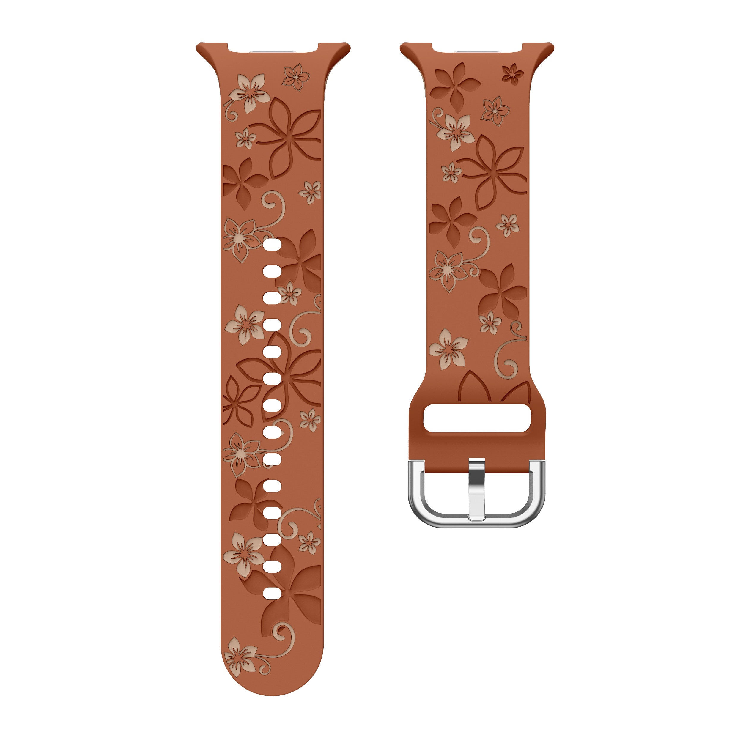 Samsung Galaxy Watch 8 - 44mm Flower Silicone Strap (Brown/Beige)