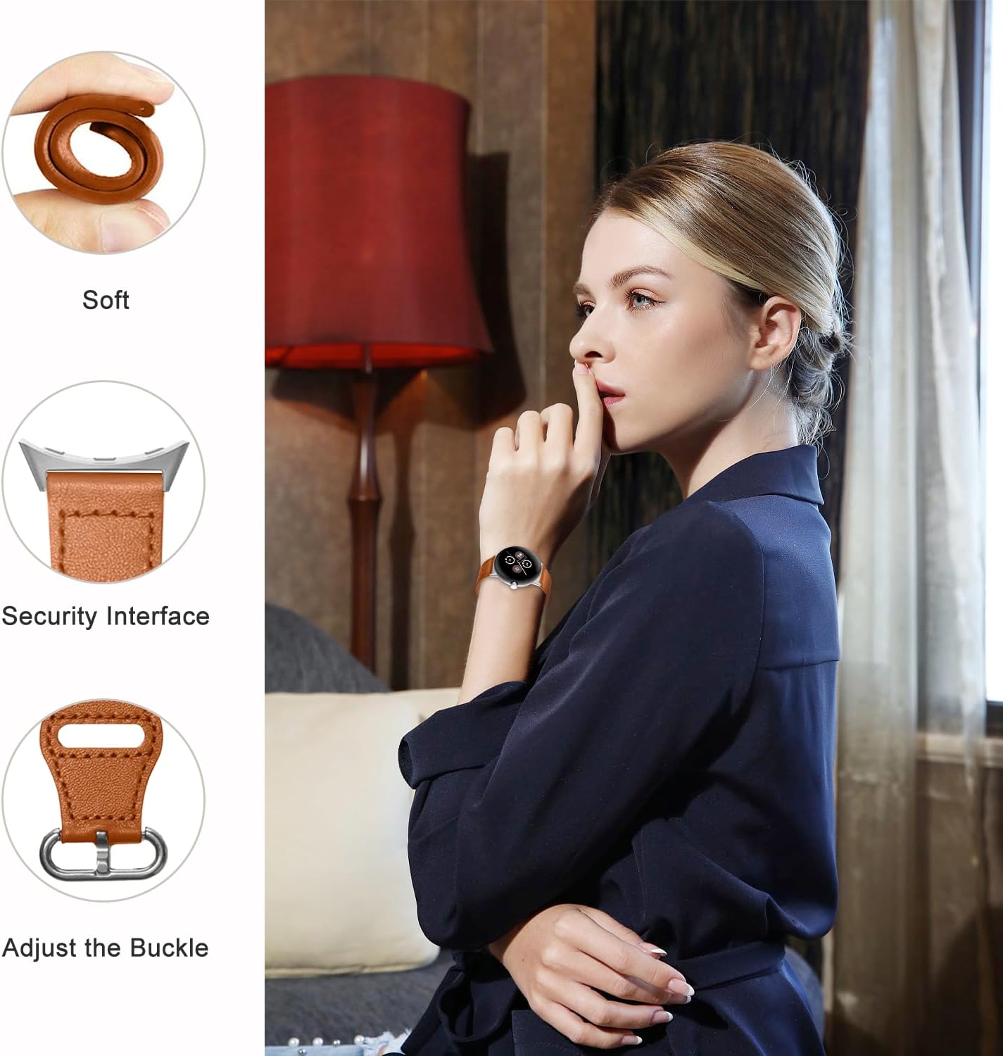 Google Pixel Watch 3 - 41mm Leather Buckle Strap (Brown)