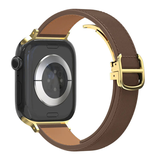 Bandz Apple Watch Leather Strap 'D-Type' (Dark Brown)