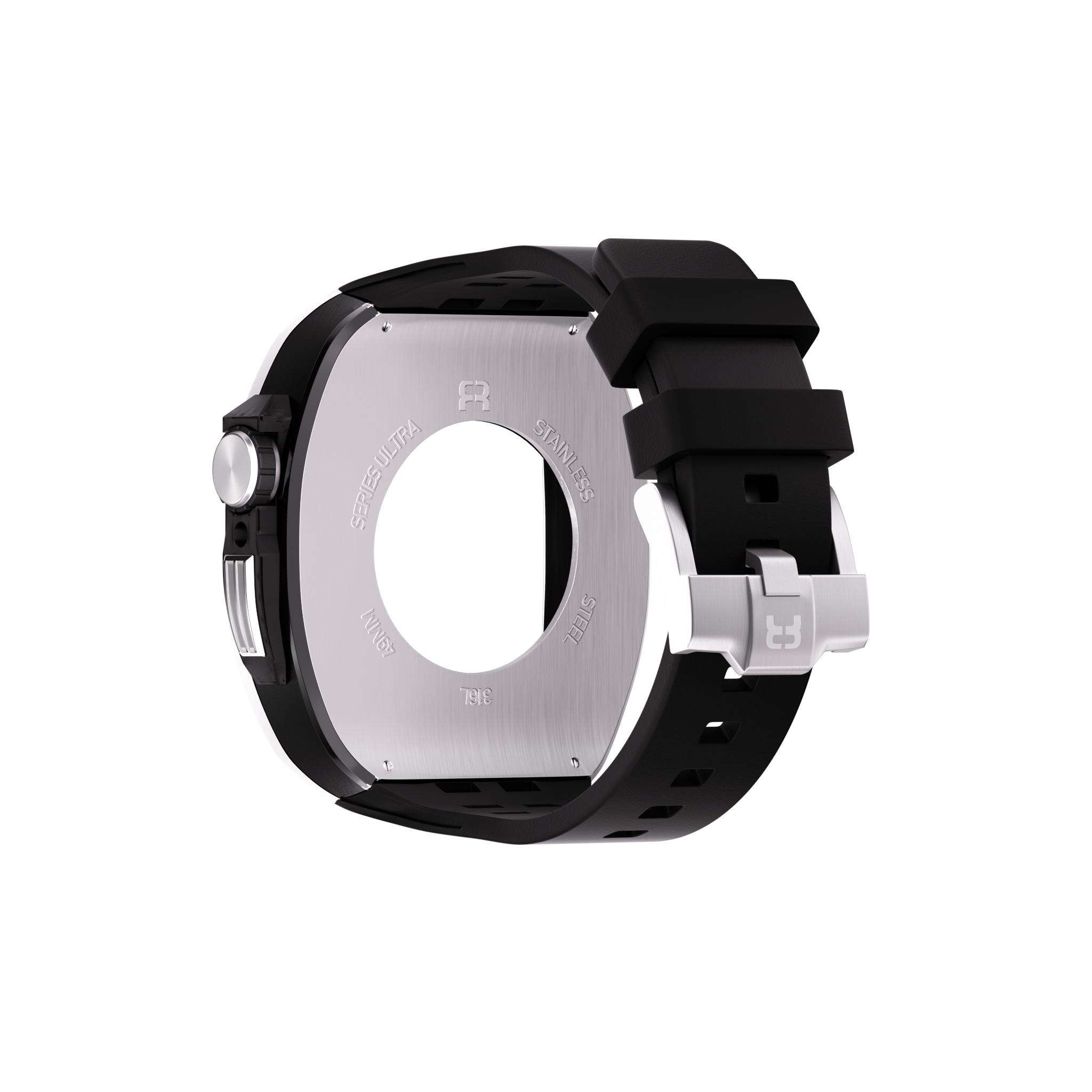 Reqior Apple Watch 45mm Polymer and Metal Case with Rubber Strap (Silver)