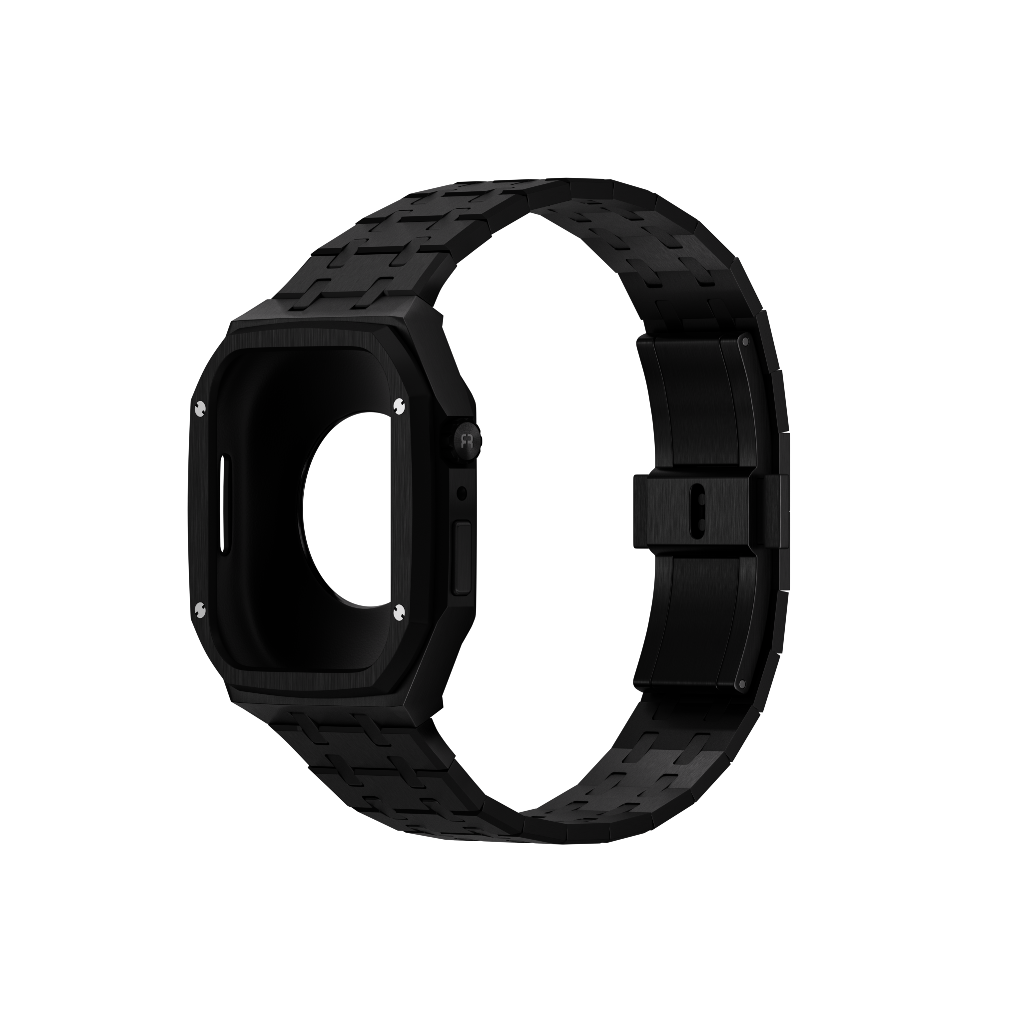 Reqior Apple Watch 45mm Case with Steel Strap (Black)