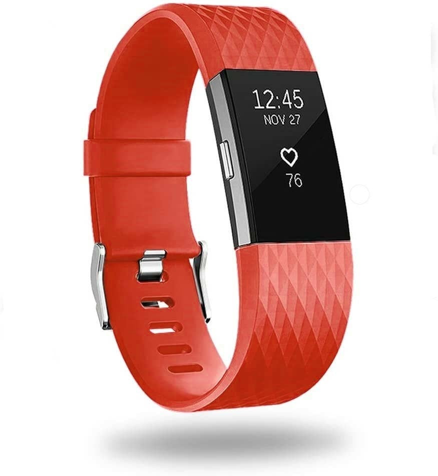 Fitbit Charge 2 Diamond Silicone Strap Red