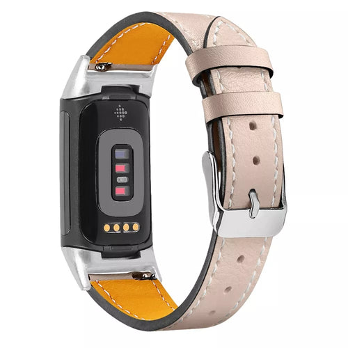 Fitbit Charge 5 Modern Leather Strap (Light Beige)