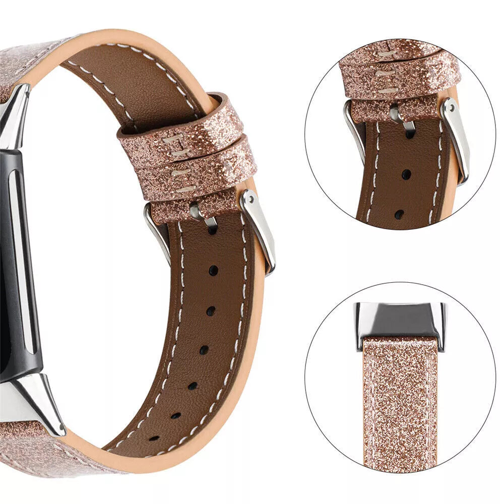 Fitbit Charge 5 Leather Strap (Dark Gold)