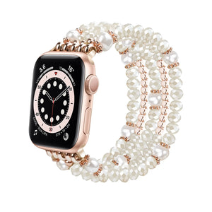 Apple Watch Beaded Crystal Strap (Cream)