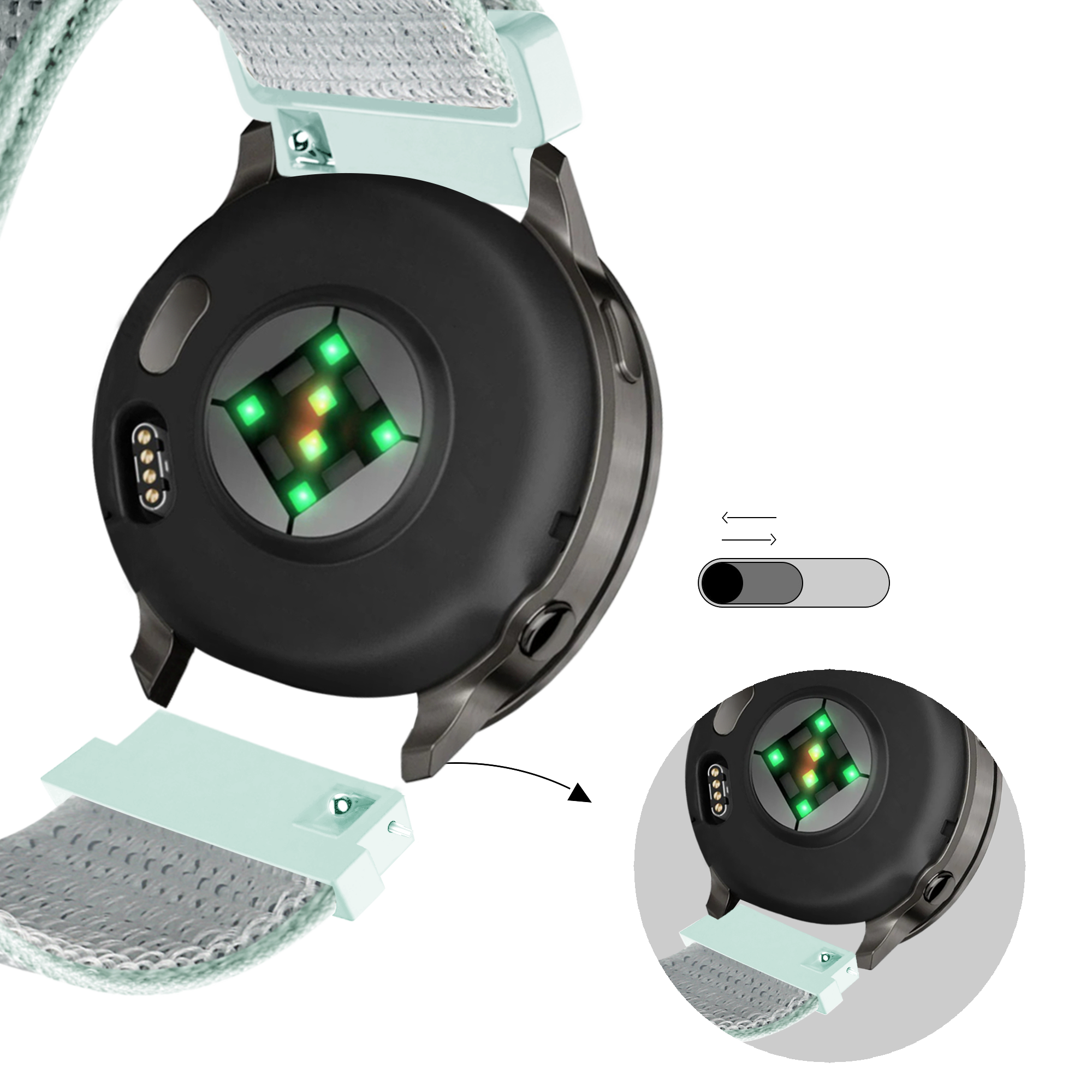 Bandz Garmin Forerunner 165 Nylon Loop Strap (Light Cyan)