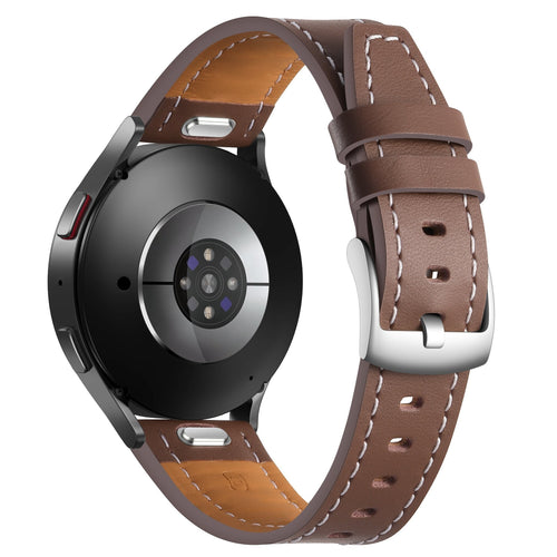 Samsung Galaxy Watch 6 - 44mm 'One Push' Leather Strap (Dark Brown)