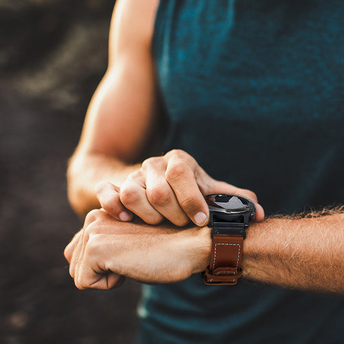 Garmin Approach S60 Premium Leather Strap (Dark Brown)