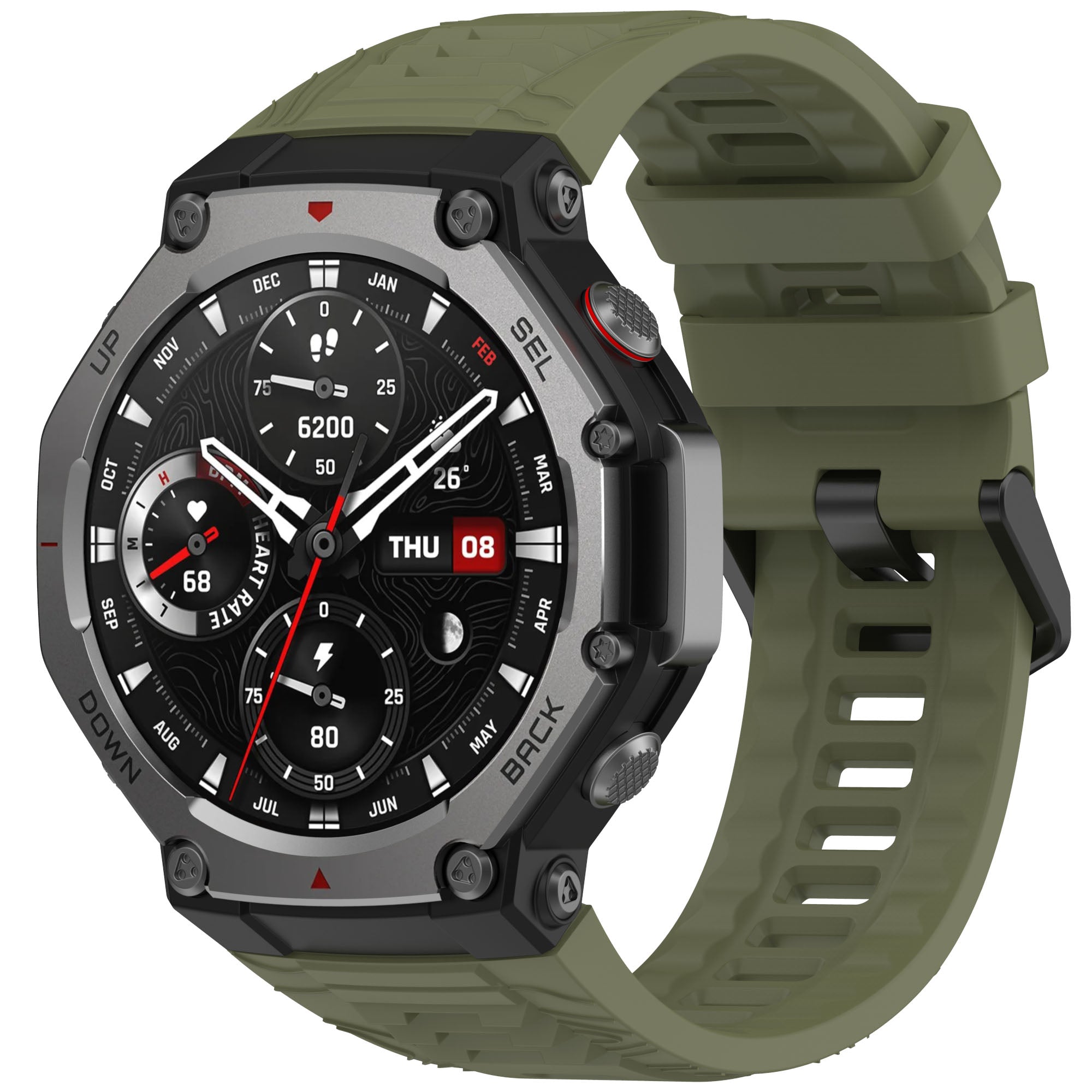 amazfit t-rex 3 silicone strap green