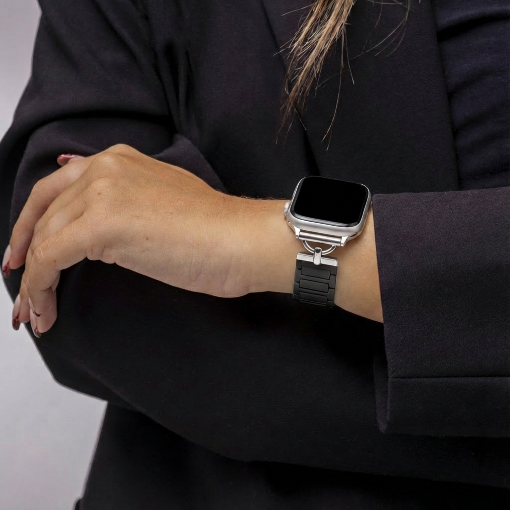 Bandz Apple Watch Magnetic Silicone Strap 'Slim' (Black)