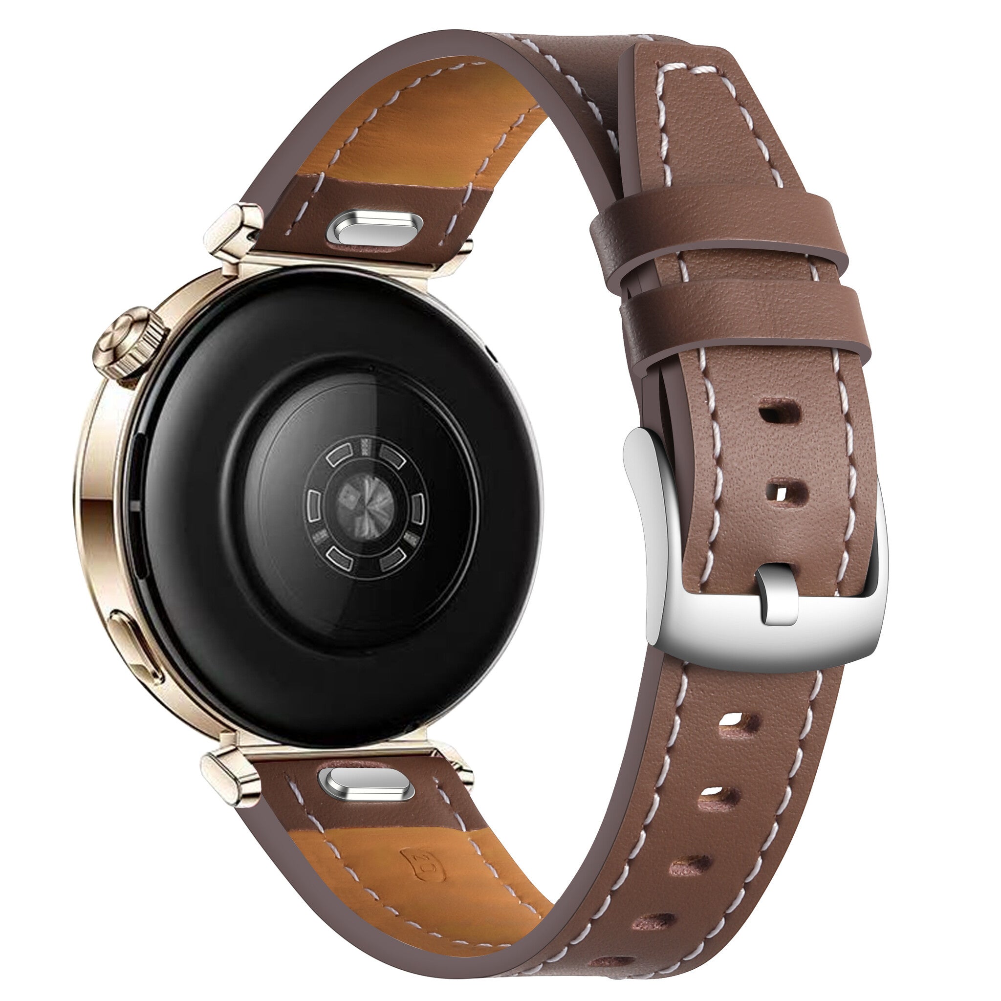Huawei Watch 5 - 42mm 'One Push' Leather Strap (Dark Brown)