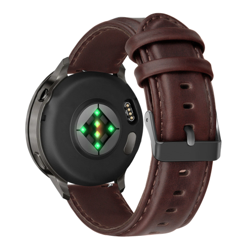 Bandz Garmin Forerunner 255 Leather Strap 'Classic' (Dark Brown)