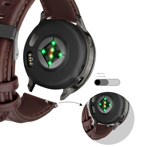 Bandz Garmin Forerunner 255 Leather Strap 'Classic' (Dark Brown)