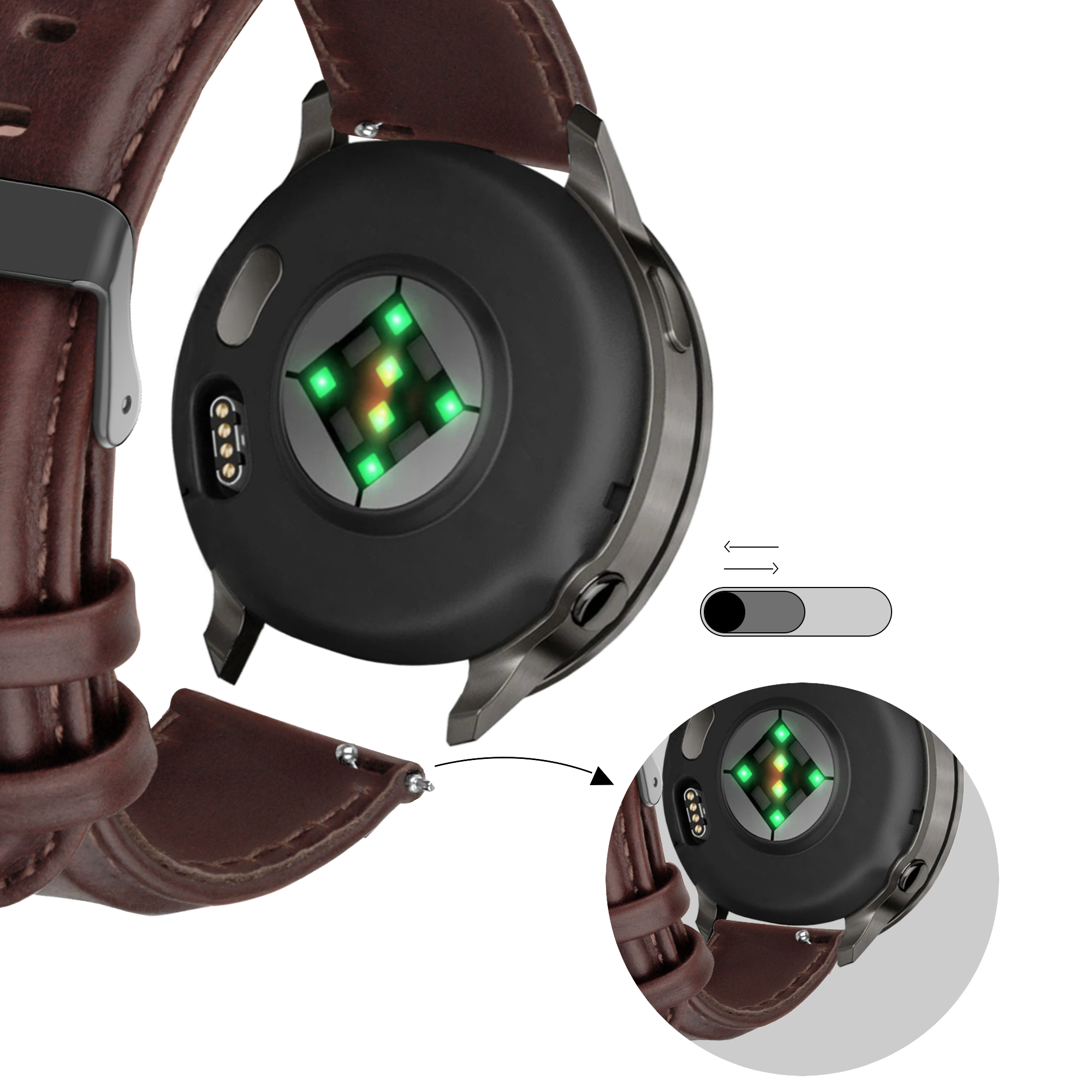 Bandz Garmin Venu 3 Leather Strap 'Classic' (Dark Brown)