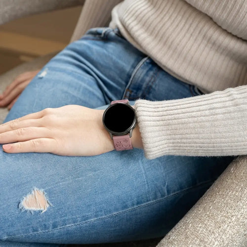 Bandz Garmin Vivomove Luxe Silicone Strap 'Flowers' (Smoke Purple/Light Pink)