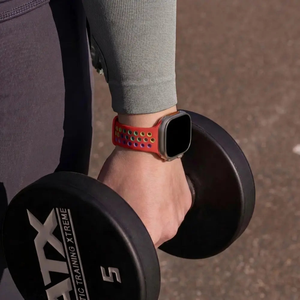 Apple Watch Sport Strap (Red/Rainbow)