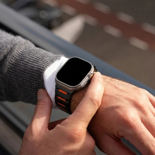 Apple Watch Ultra Steel Hybrid Strap (Black/Orange)