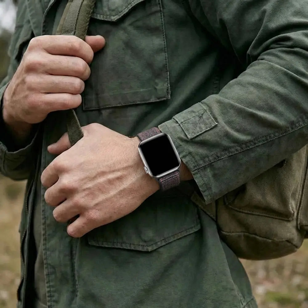 Bandz Apple Watch Nylon loop band (zwart mix)