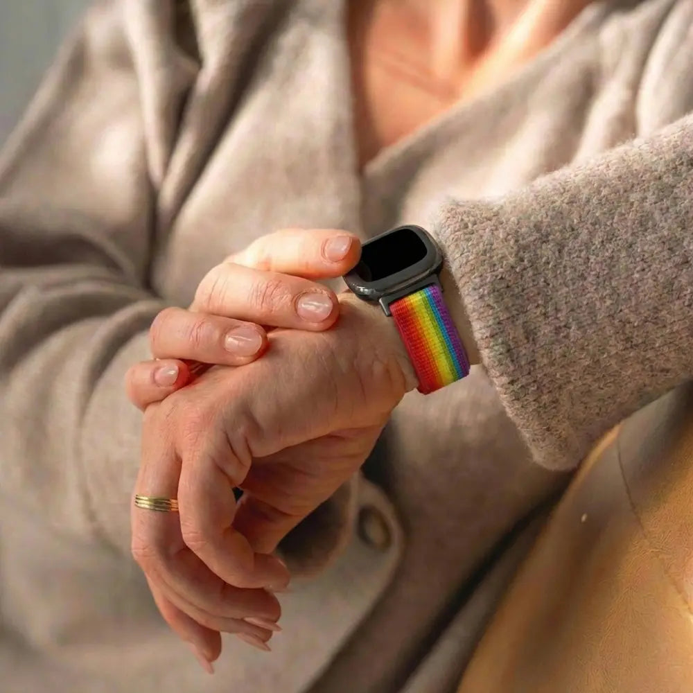 Fitbit Versa 4 Nylon Strap (Rainbow)