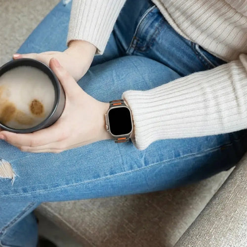 Apple Watch Ultra Steel Hybrid Strap (Black/Orange)