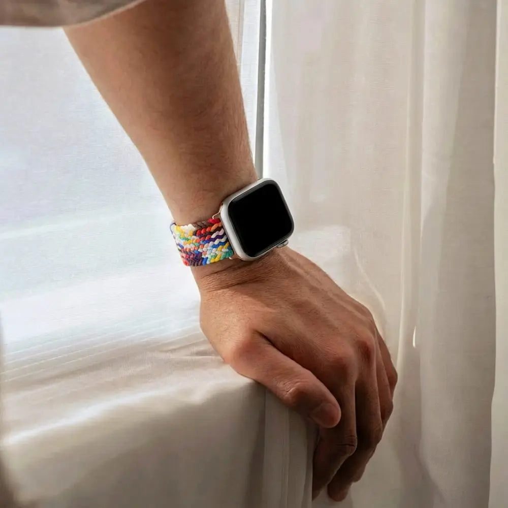 Apple Watch verstelbaar gevlochten bandje (regenboog)