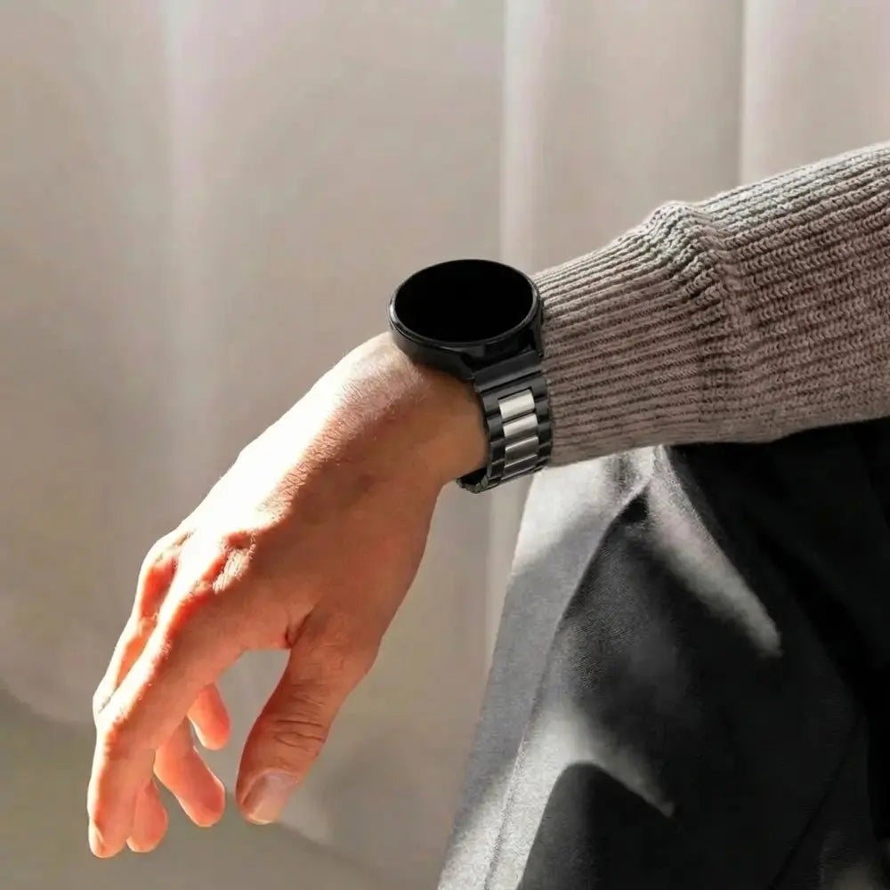 Samsung Galaxy Watch 7 - 40mm Steel Strap Perfect Fit (Black-Silver)