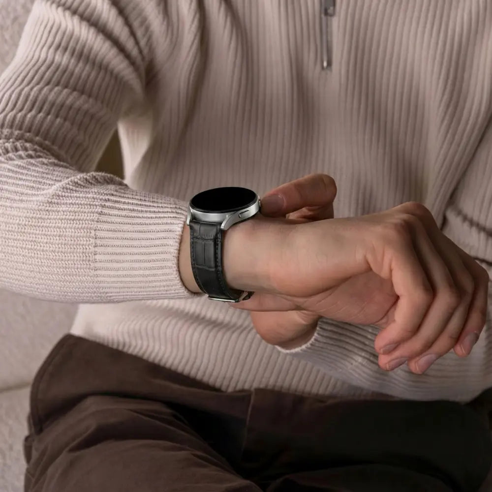 Samsung Galaxy Watch 7 - 40mm leather crocodile grain band (zwart) 