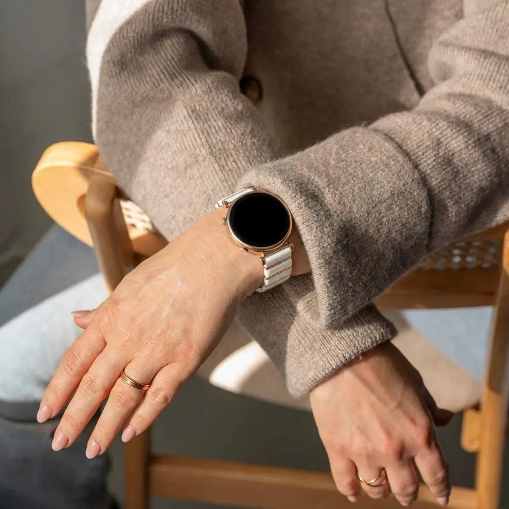 Huawei Watch GT 4 - 41mm one bead keramiek bandje (wit/rosé goud)