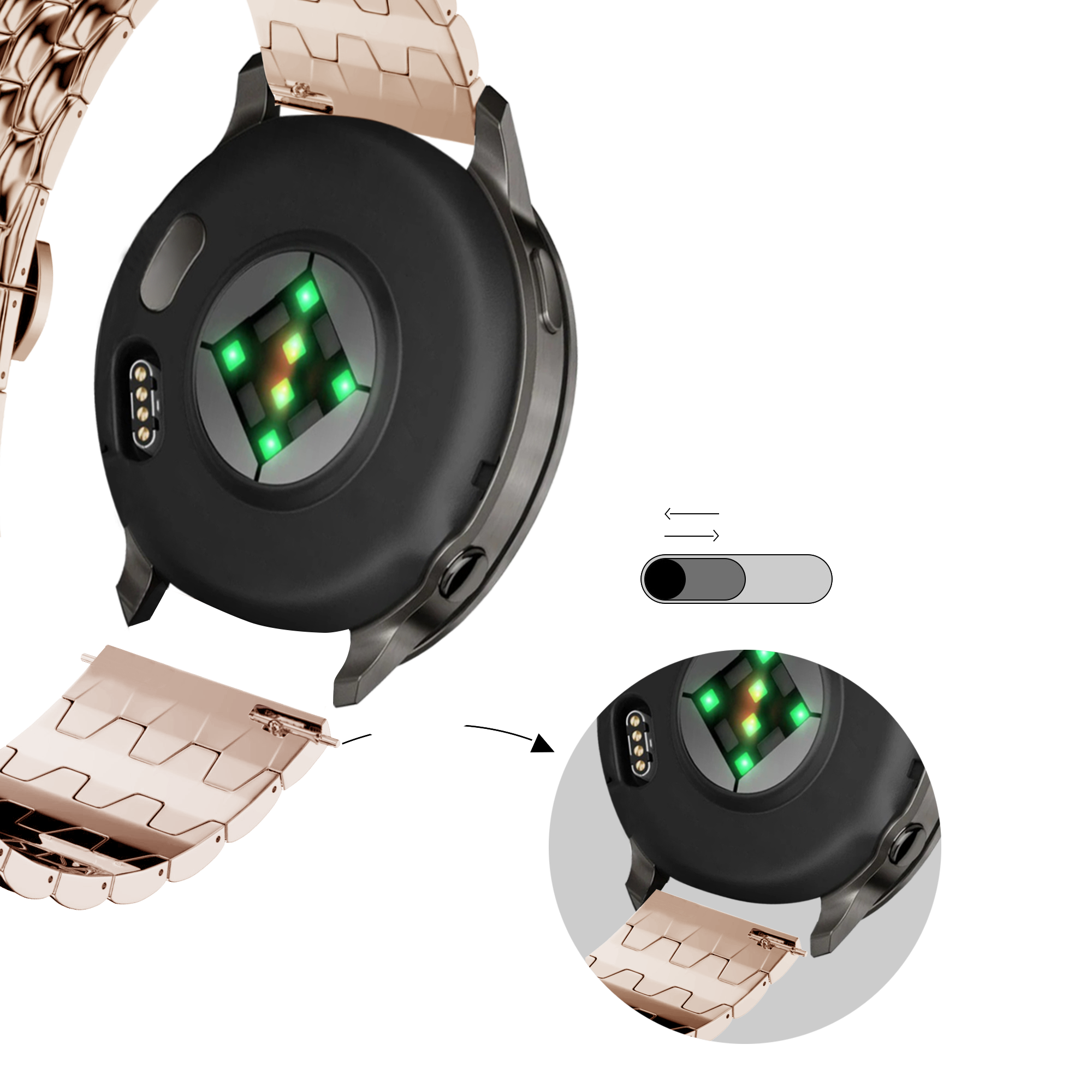 Bandz Garmin Bounce 2 Steel Strap 'Dragon' (Rose Gold)