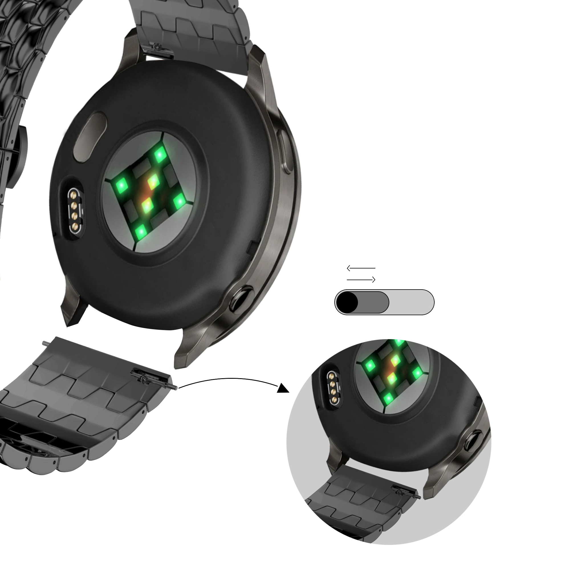 Bandz Garmin Bounce 2 Steel Strap 'Dragon' (Black)