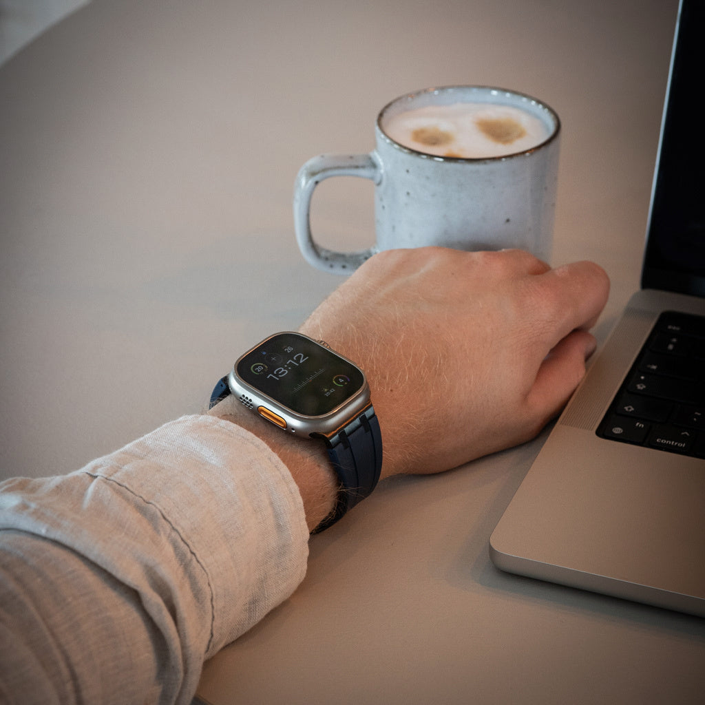 Bandz Apple Watch Silicone Strap 'Luxe Liquid' (Blue With Black)