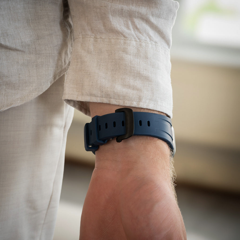 Bandz Apple Watch Silicone Strap 'Luxe Liquid' (Blue With Black)